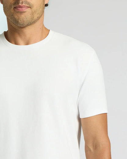 White Heavyweight Curved Hem Crew