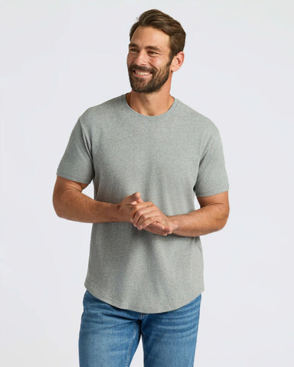 Heather Gray Curved Hem Classic Crew Neck