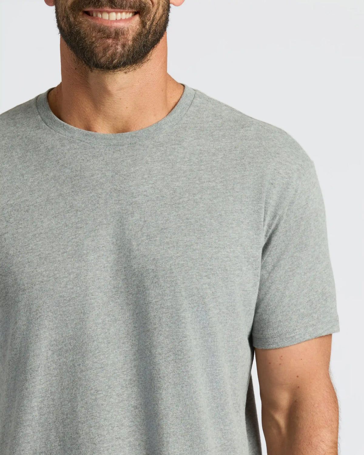 Heather Gray Curved Hem Classic Crew Neck