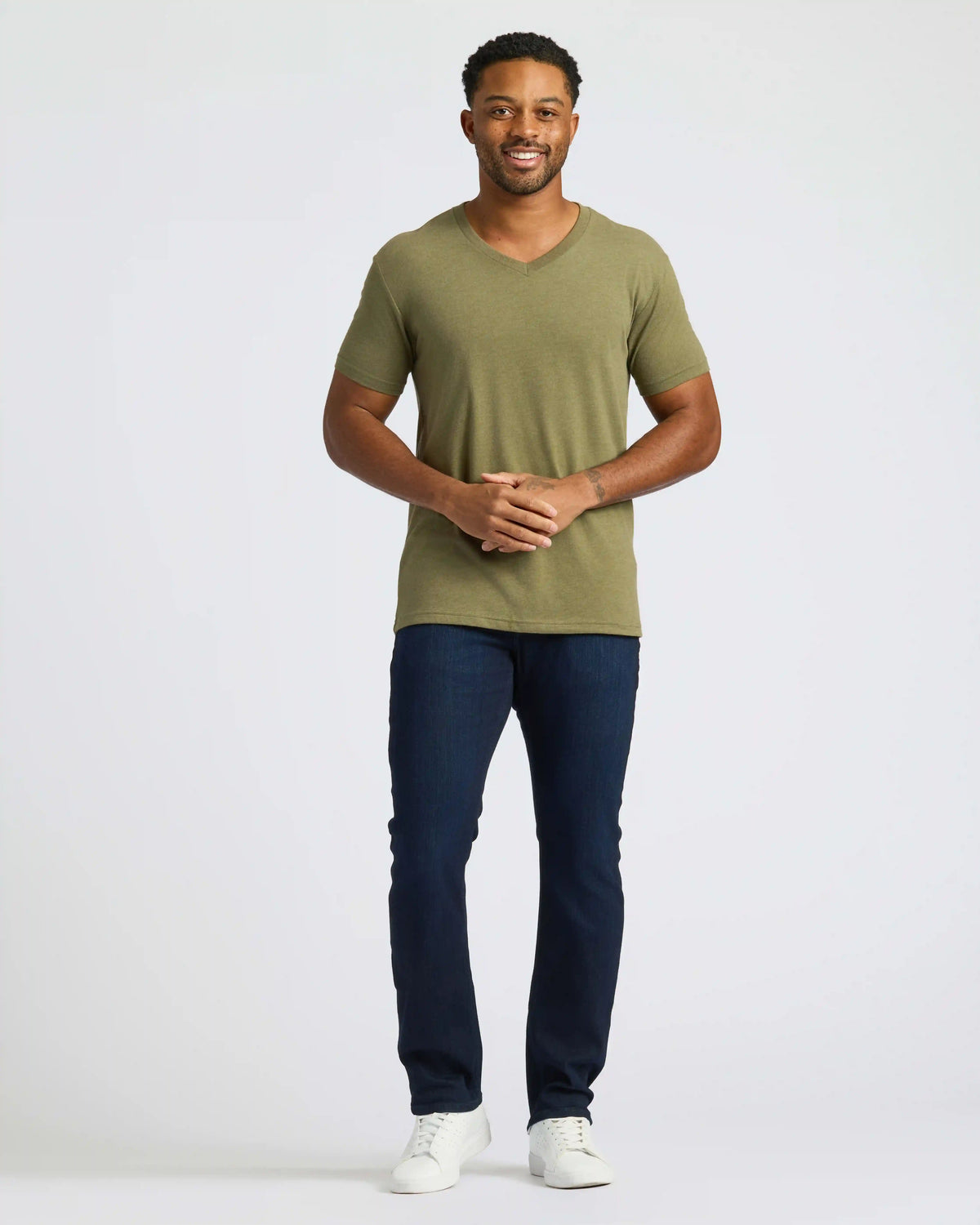 Heather Military Green Classic V-Neck