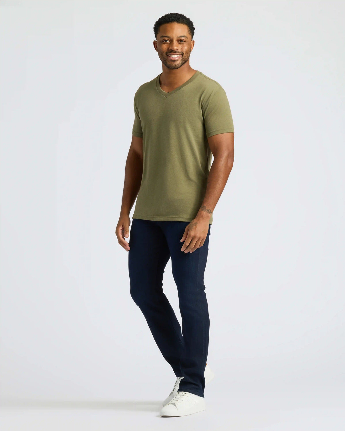 Heather Military Green Classic V-Neck