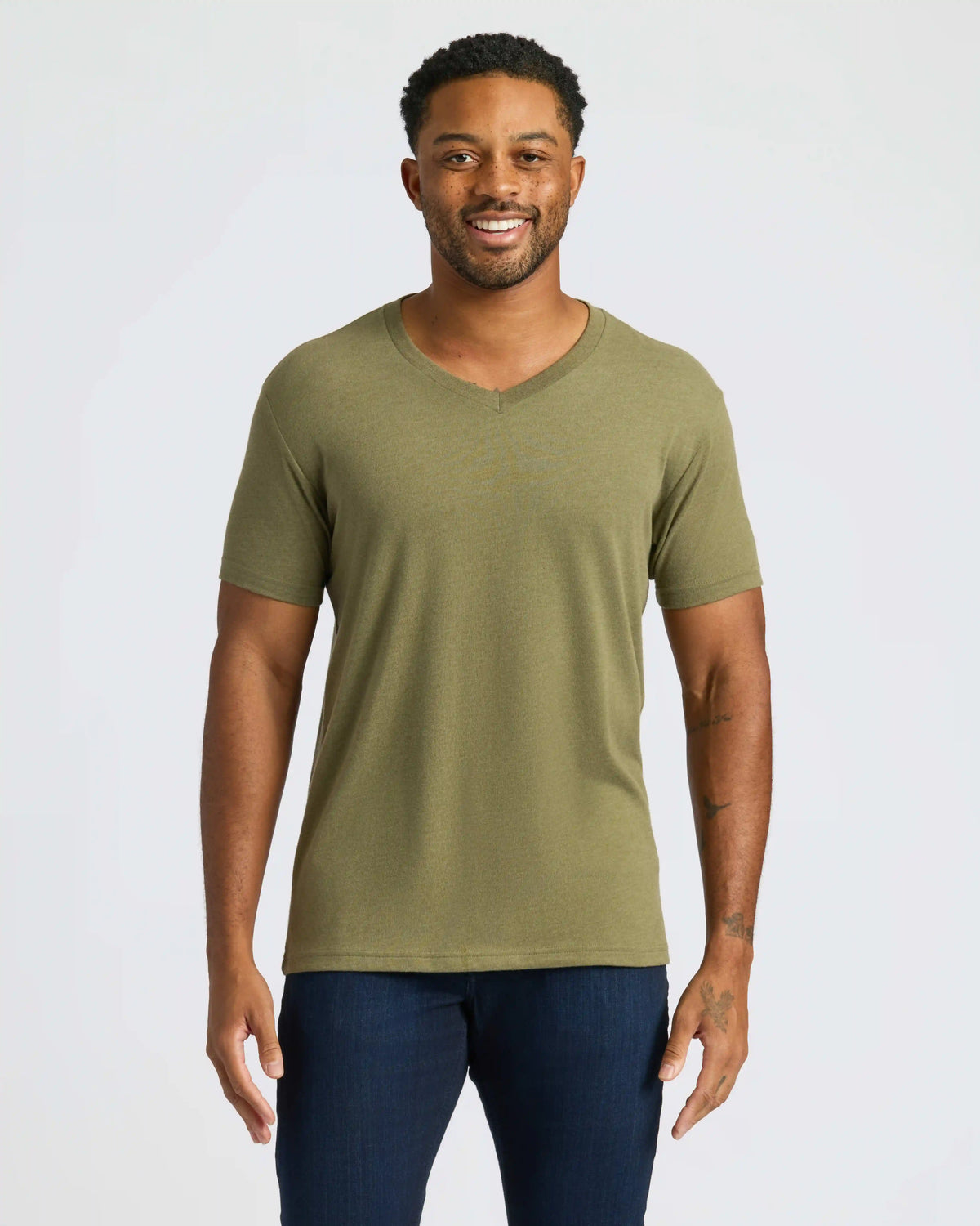 Heather Military Green Classic V-Neck