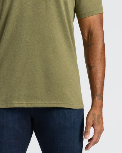 Heather Military Green Classic V-Neck
